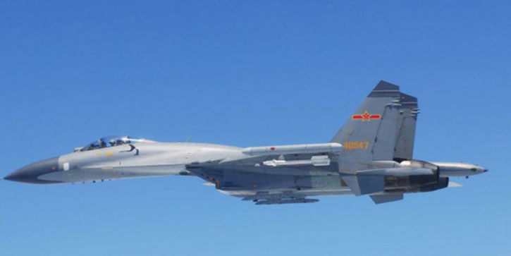 Chinese Air Force Su-27s got as close as 50 meters to a Japanese surveillance aircraft over Senkaku islands. Photo: Japan's Self defense Force