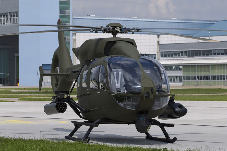 A mockup of the EC645 T2 milirtary / special mission helicopter. Photo: Airbus Helicopters