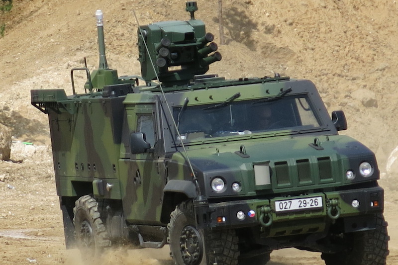 Other vehicle demonstrated here is the LMV from Iveco, configured to carry out CBRN reconnaissance missions. Photo: Tamir Eshel