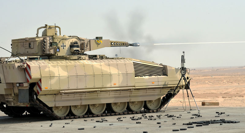 The Puma undergoing firing trials in the UAE, summer 2013. Photo: Rheinmetall Defence