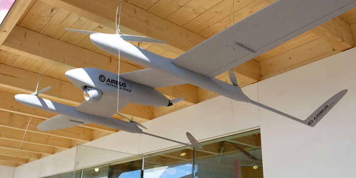 A model of a mini-UAV fitted with a single pusher propeller ad four lift rotors, enabling vertical take-off and landing, alleviating the need for complex support systems for such drones. Photo: Tamir Eshel, Defense-Update