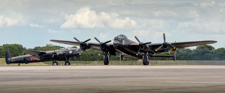 The Lancaster “Thumper”, which is part of the RAF Battle of Britain Memorial Flight has been joined by the Canadian Lancaster “Vera” from the Canadian Warplane Heritage Museum in Ontario. Photo: UK MOD Crown Copyright