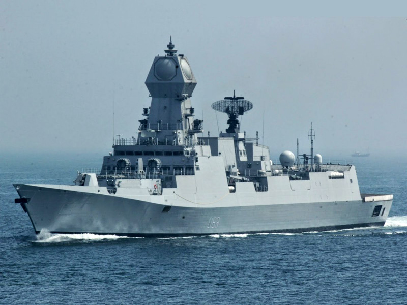 Another view of the INS Kolkata clearly showing the MF-STAR dome. Photo: Indian Navy 