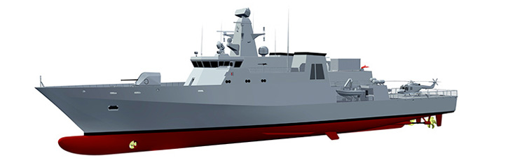 The OPV designed by TKMS was based on the MEKO 80 OPV, a shorter version of the MEKO 100 class corvette. Photo: TKMS