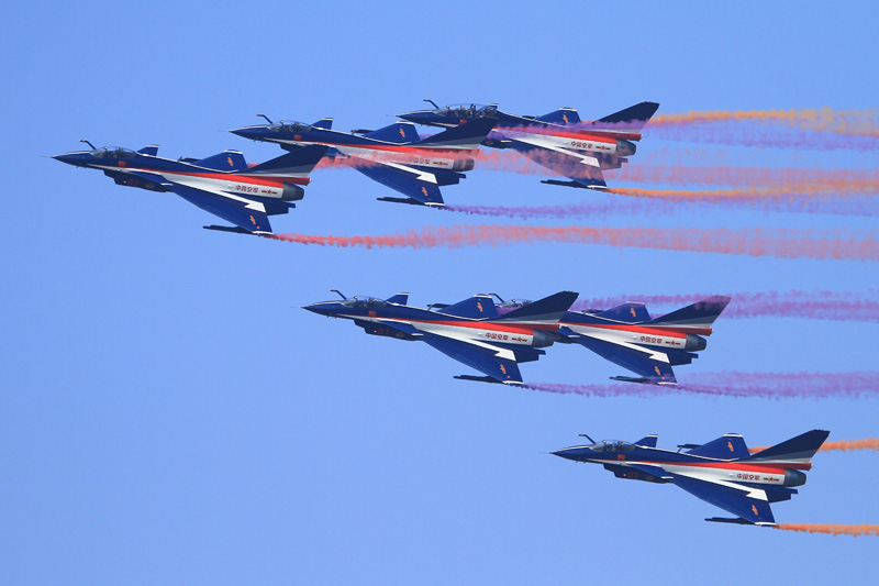The Chinese August 1 aerobatic team will perform at Zhuhai Airshow China, flying eight J-10 fighters. 