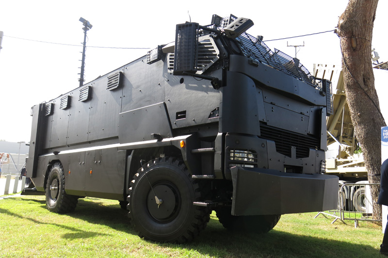 Guarder from Plasan is a 22 ton armor protected vehicle designed for SWAT mobility. The Guarder can carry 22 troops, or be configured as a forward command post, enabling troops to operate in high risk areas. Photo: Tamir Eshel, Defense-Update 
