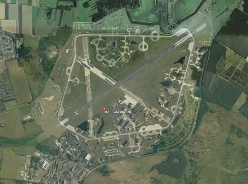 Two US Air Force F-35A squadrons will be permanently based in RAF Lakenheath in the UK by 2020. Photo: Google Earth 