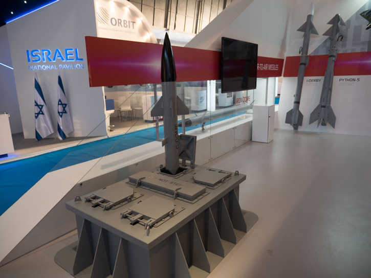 RAFAEL unveiled at Aero-India 2015 the C-DOME, a naval air defense system integrating a modified version of Iron Dome's  Tamir interceptor with vertical launchers fitting Barak 1 canisters. Photo: Noam Eshel, Defense-Update