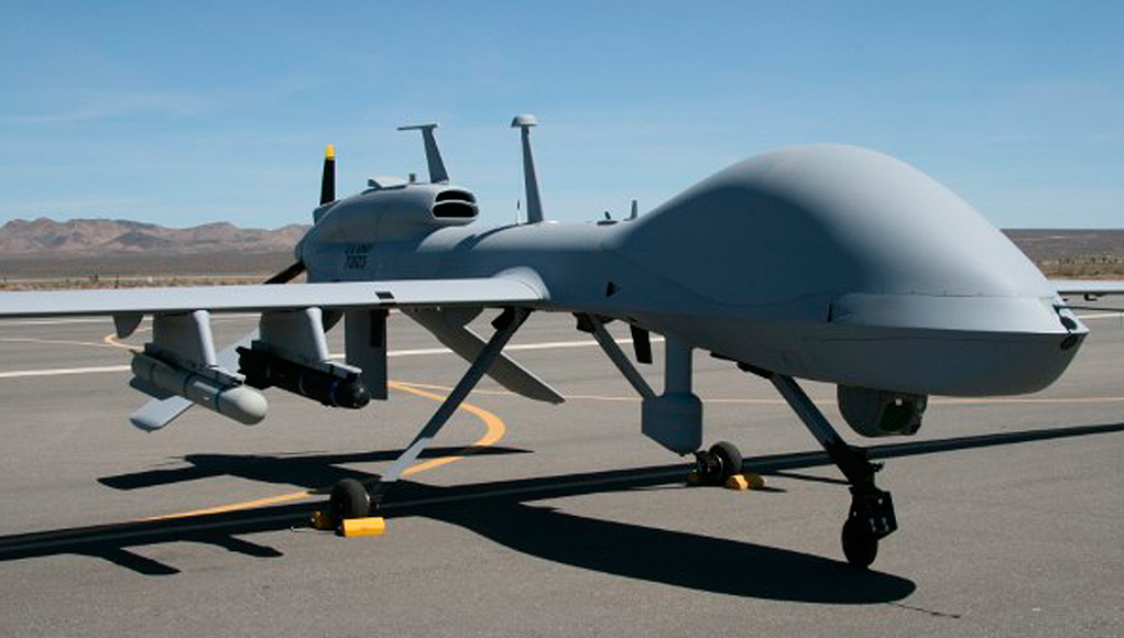 The modular seeker design is independent of the missile bus. When paired with the HELLFIRE II missile bus, JAGM is fully compatible with all HELLFIRE platforms including this MQ-1C Gray Eagle drone used by the US Army. (Photo: Lockheed Martin)