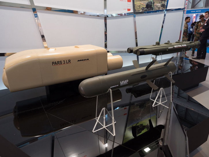 MBDA displayed at Aero India the PARS 3LR and MMP, both are considered competitors of the Israeli Spike, the two missiles compete head to head in several Indian procurement programs for helicopter armament. (Photo: Noam Eshel, Defense-Update)