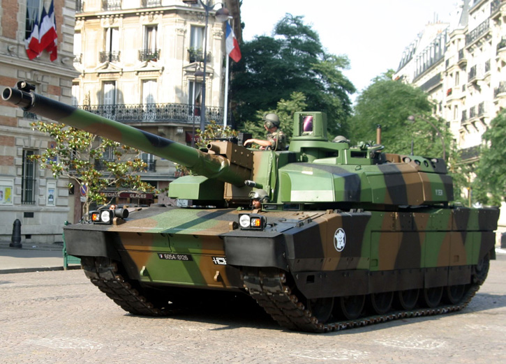 Leclerc tank from the 2nd Armored brigade participating in the military parade on Republic Day in Paris.