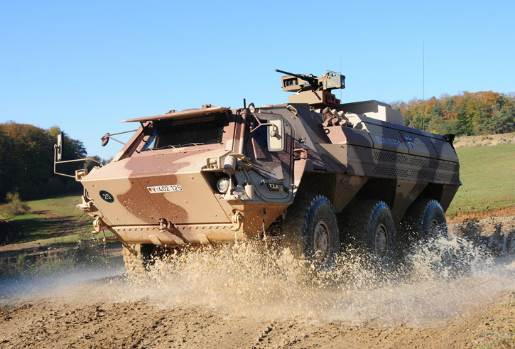 In 2013 Rheinmetall was awarded a €36 million contract to provide the Bundeswehr new 6x6 Fuchs/Fox 1A8 armored transport vehicles - a new version of the Fuchs fitted with higher level of protection. Photo: 