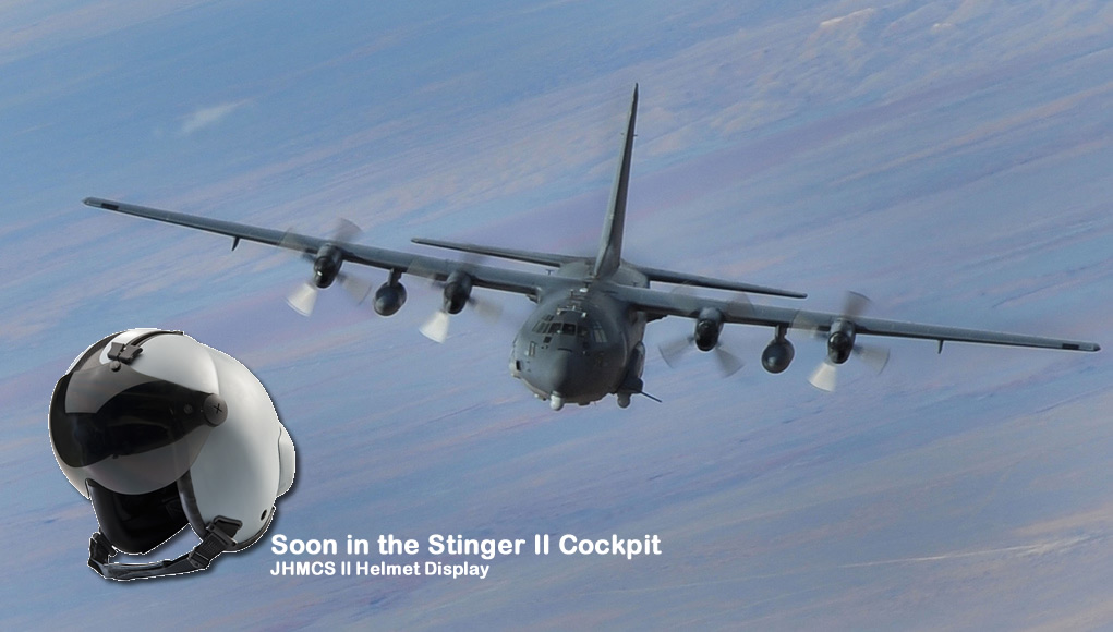 In two years the pilots of the AC-130W Stinger II gunship will operate the JHMCS II helmet mounted display, just like fighter pilots are using the helmet now. Photo: US Air Force & ELbit Systems