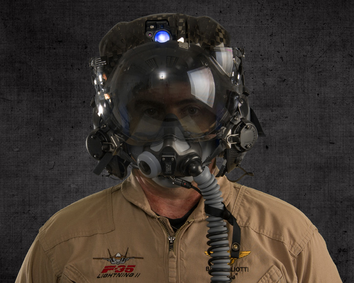 The F-35’s Helmet Mounted Display Systems jointly developed by Elbit Systems and Rockwell Collins provide pilots with unprecedented situational awareness. All the information pilots need to complete their missions – airspeed, heading, altitude, targeting information and warnings – is projected on the helmet’s visor, rather than on a traditional Heads-up Display. Photo: Lockheed Martin