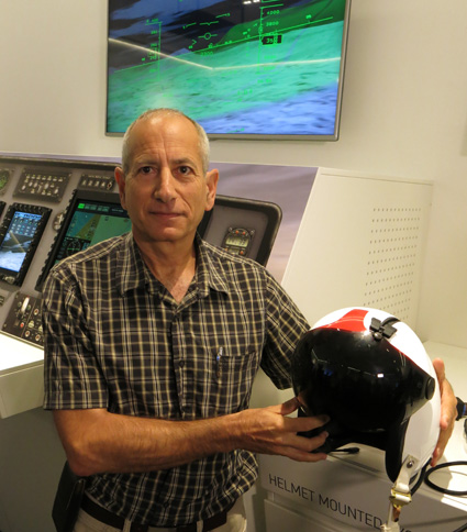 The Canary helmet sensor can identify developing physiological conditions that could lead to hypoxia or G-induced loss of consciousness (GLOC). “These two conditions are life threatening, since they often cannot be sensed by the pilot,”  said Yaron Kranz, Business Development and R&D Director at Elbit Systems. Photo: Noam Eshel, Defense-Update