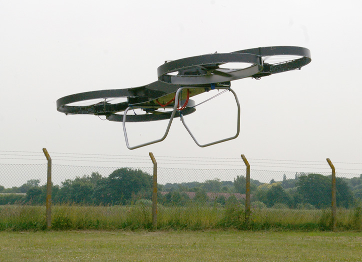 The second prototype of Malloy Aeronautics' Hoverbike UAV shown on a test flight. Photo: Malloy Aeronautics