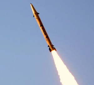 Fateh 313 ballistic guided missile on a recent test firing. 