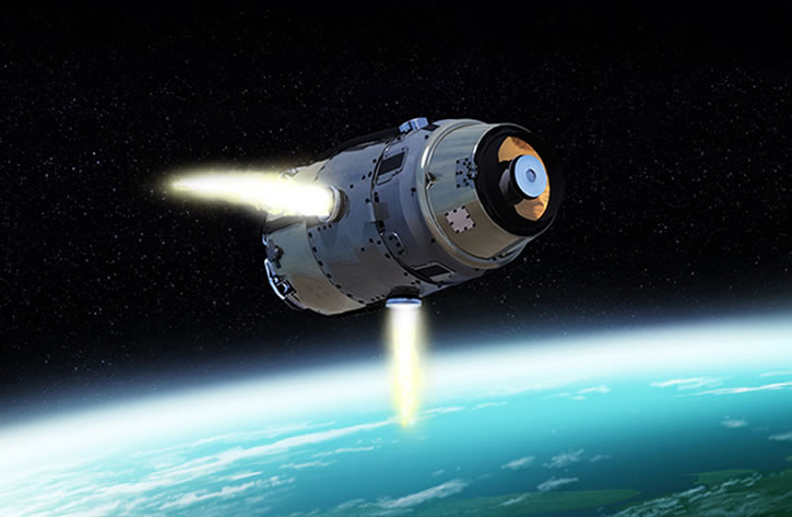 The SM-3’s exoatmospheric vehicle collides with its target to obliterate the threat without the need for explosives. The resulting impact is the equivalent to a 10-ton truck traveling at 600 mph. Illustration: Raytheon