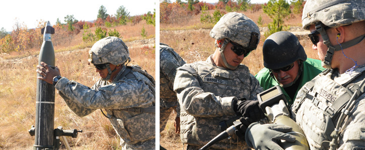 Paratroopers receive training on how to set the multi-functional fuse on the Accelerated Precision Mortar Initiative round. The fuse allows the round to be programmed to explode in the air, once it hits a hard surface or after it penetrates a target. Photo: US Army, by Terrance Payton
