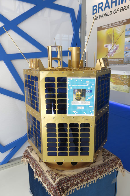 Toloo is the first of a new generation, hexagonal shaped satellites designed for remote sensing and Signals Intelligence (SIGINT) reconnaissance, being built by Iran Electronics Industries (IEI). Photo: Tamir Eshel, Defense-Update.