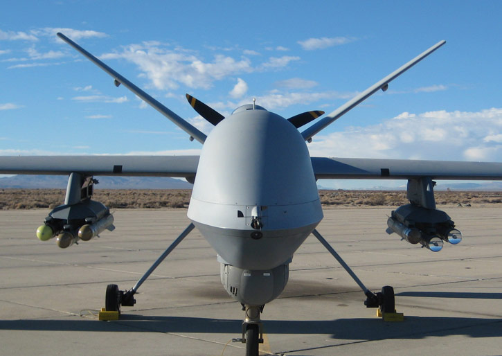 The Protector (Certifiable MQ-9 Reaper) Remotely Piloted Aircraft will be able to carry six Enhanced Brimstone missiles. MBDA developed the Dual Mode Brimstone (DMB) seeker to meet a UK Urgent Operational Requirement (UOR) for a surgical-strike, low collateral damage missile that can operate under the most restrictive rules of engagement. Photo: MBDA