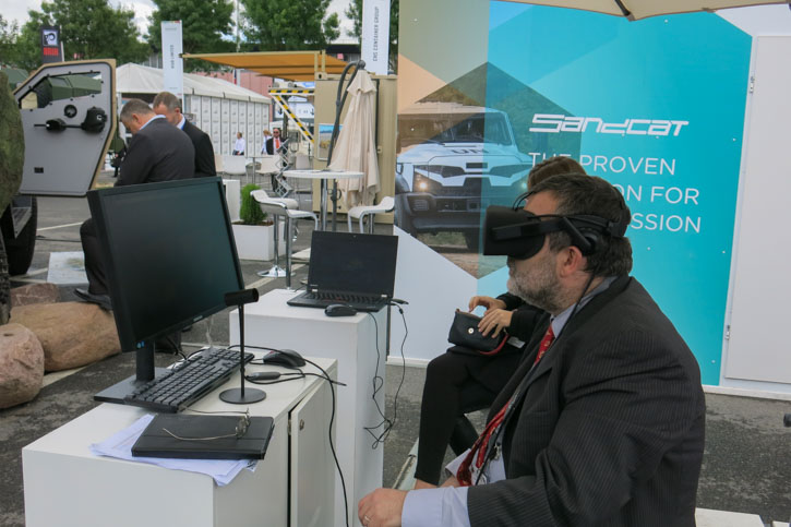 Visitors could experience Plasan's integrated vehicle electronics through an immersive Virtual reality experience. Photo Tamir Eshel, Defense-Update 