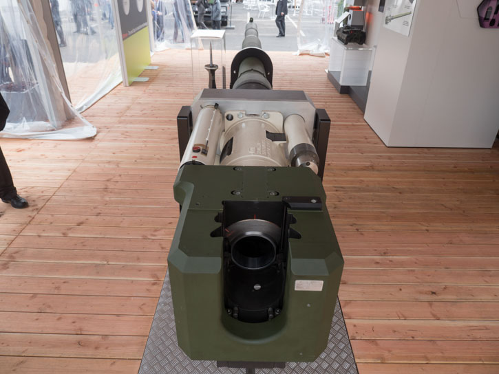 The breech, and recoil mechanism of the new L/51 130mm cannon. Photo: Noam eshel, Defense-Update