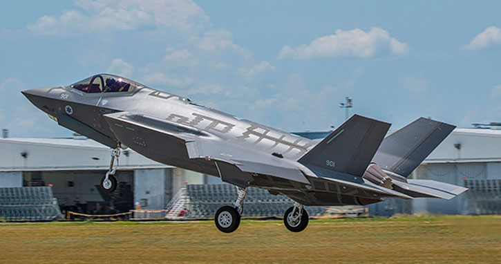 Israel's first F-35I (Tail number 901) takes off on its maiden test flight from the airport adjacent to Lockheed Martin's assembly line. Photo: Lockheed Martin