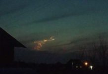 Contrails left after a Russian anti-satellite weapon test on April 15, 2020