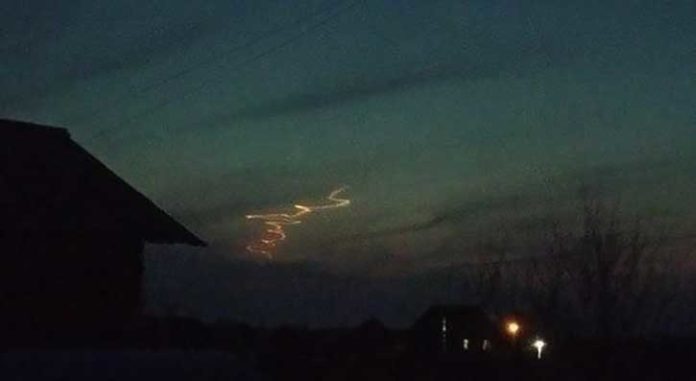 Contrails left after a Russian anti-satellite weapon test on April 15, 2020